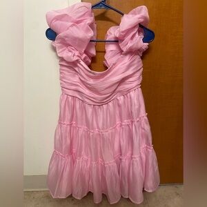 Boutique Elegant Pink Ruffled Dress